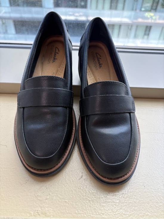 Clarks Shoes - Clarks leather wedge loafers sz 6